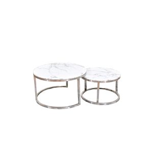 KT1619-COFFEE TABLE-MARBLE-SILVER LEGS