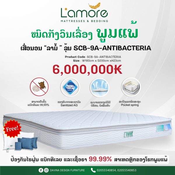 ເສື່ອນອນ L'AMORE ລຸ້ນ 9A-ANTIBACTERIA ເສື່ອນອນ L'AMORE ລຸ້ນ 9A-ANTIBACTERIA